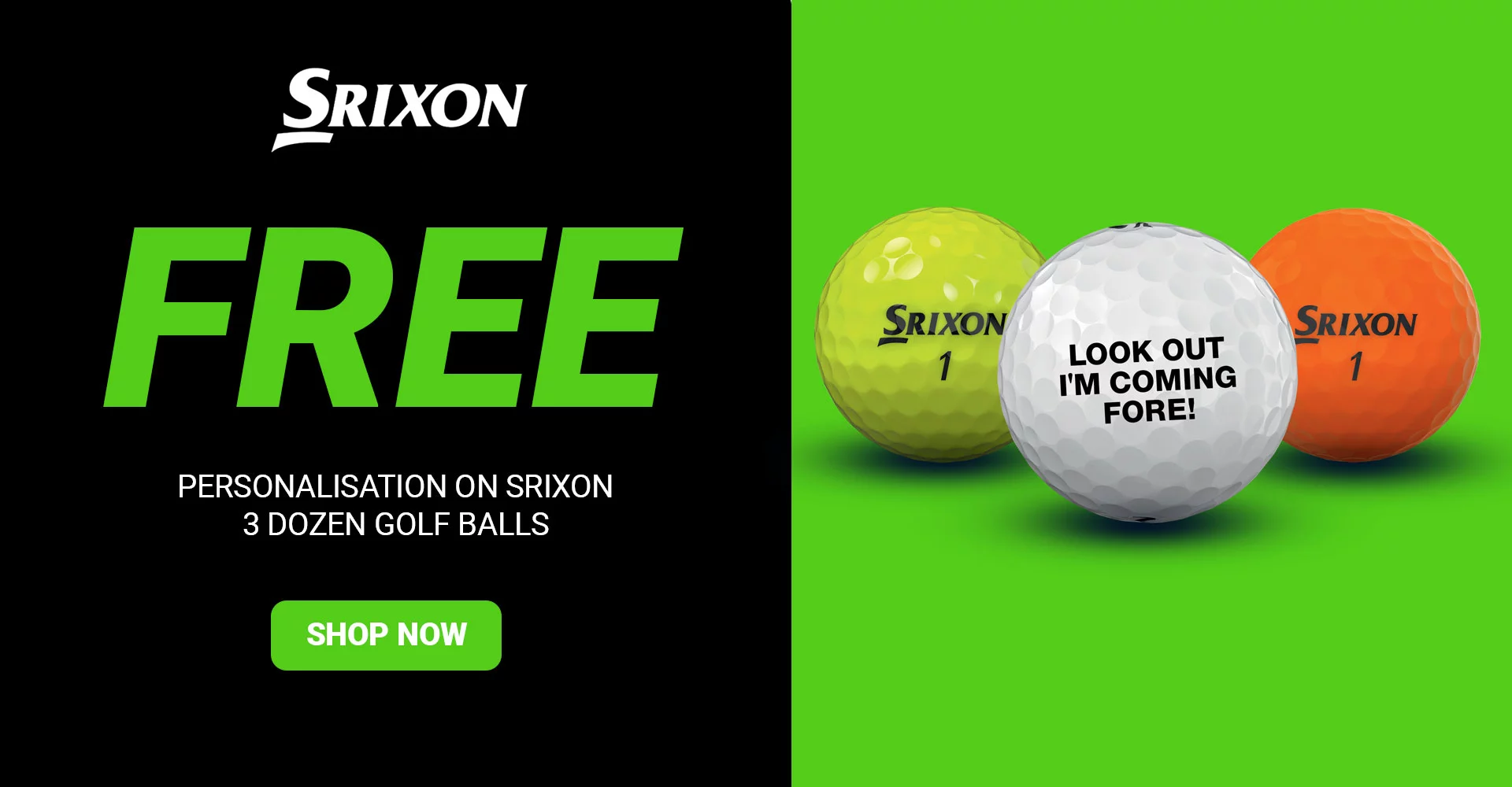Free personalisation on eligible Srixon golf balls