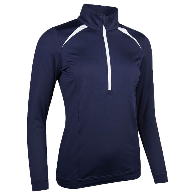 Sunderland Ladies Arosa Zip Neck Thermal Golf Midlayer - Navy/White - main image