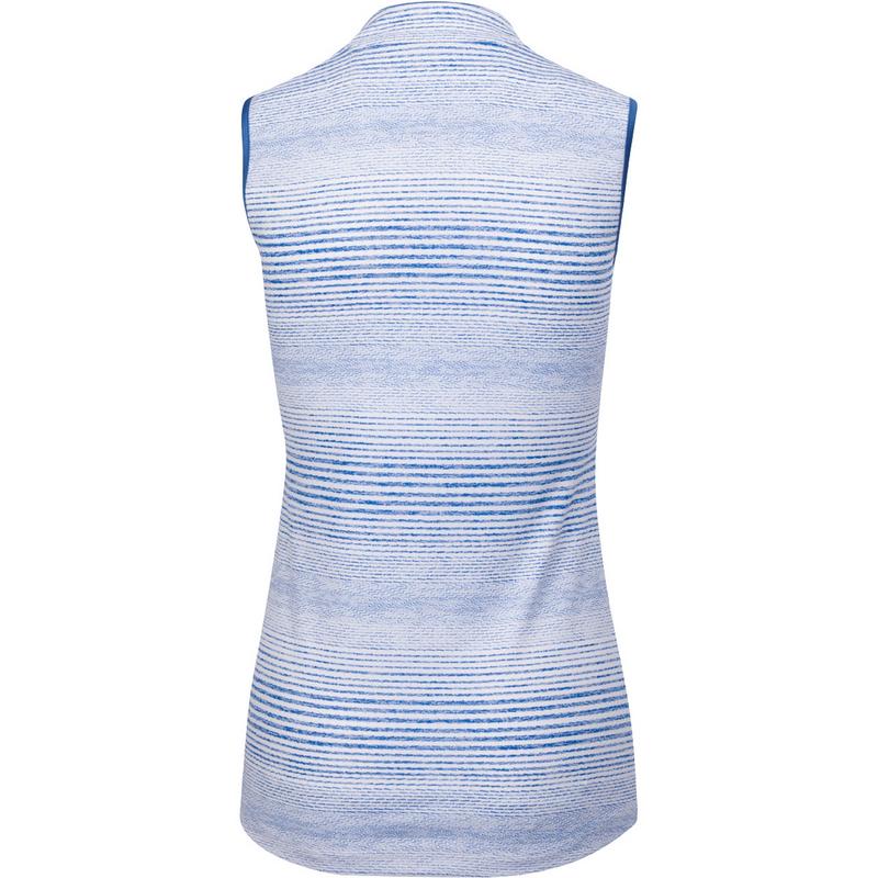 Greg Norman Ladies Panorama Sleeveless Zip Golf Polo - White/Blue - main image