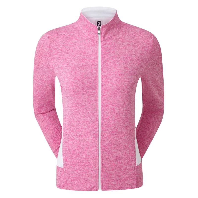 FootJoy Womens Full Zip Knit Midlayer - Heather Rose White - main image