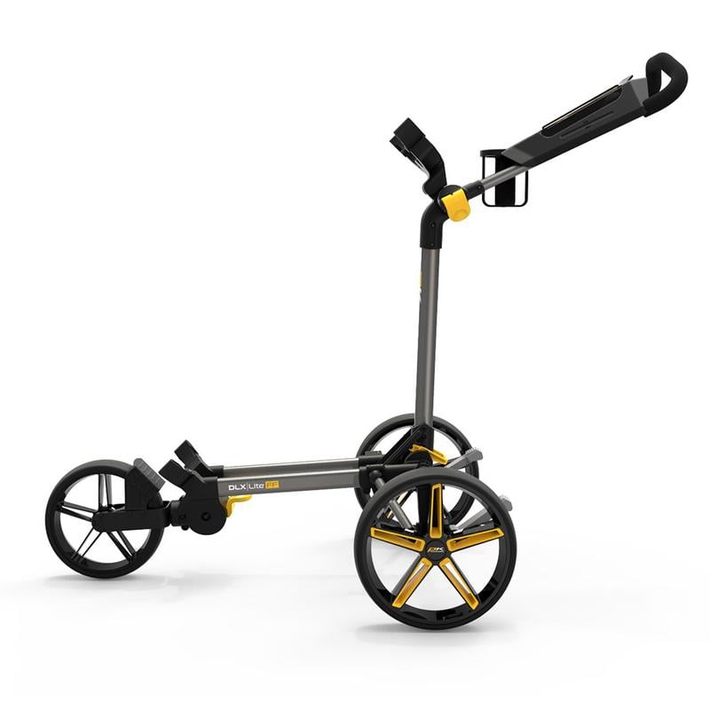 PowaKaddy DLX-Lite FF Push Cart Golf Trolley - Gunmetal/Yellow - main image