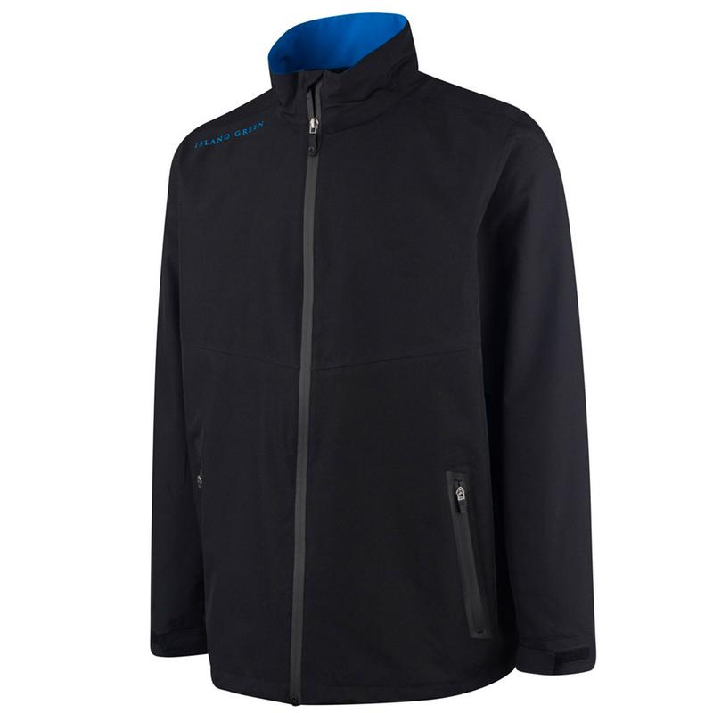 Island Green Waterproof Stretch Golf Jacket - Black/Turquoise - main image