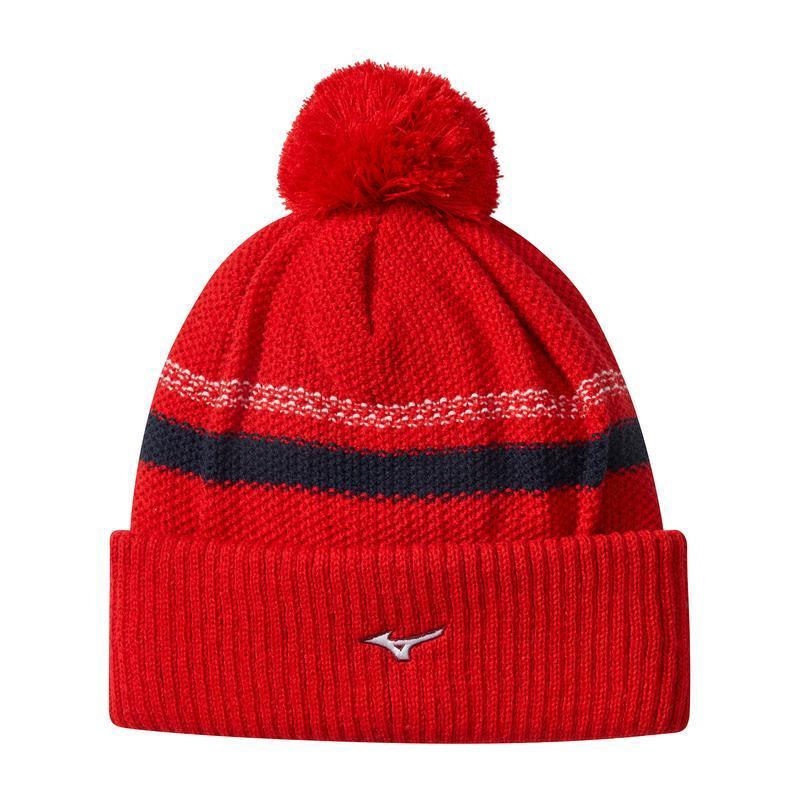 Mizuno Breathe Thermo Pom Pom Bobble Hat - Red - main image