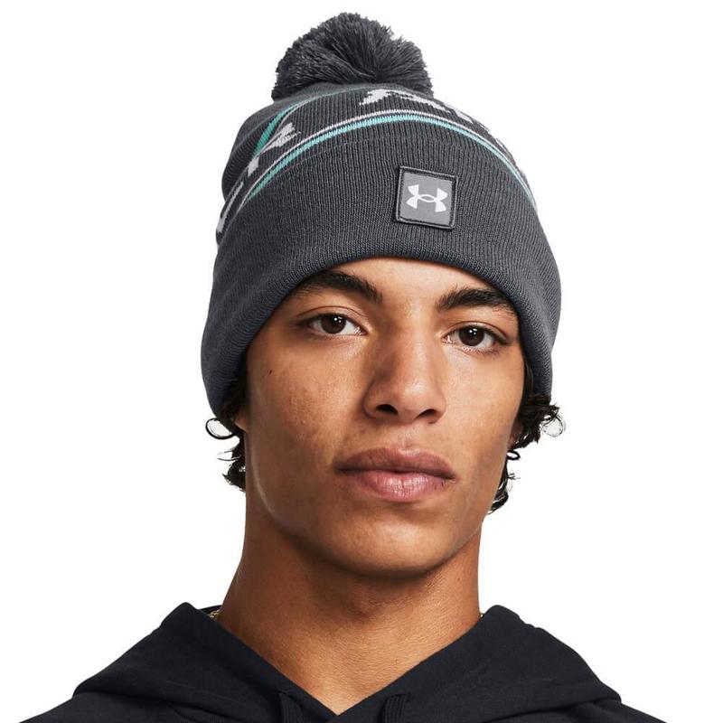 Under Armour Halftime Golf Pom Beanie Hat - Pitch Gray/Halo Gray - main image