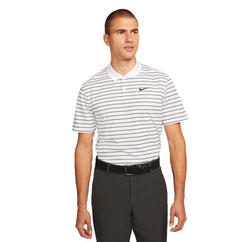 Nike Dri-Fit Victory Stripe Golf Polo Shirt - White/Black - main image