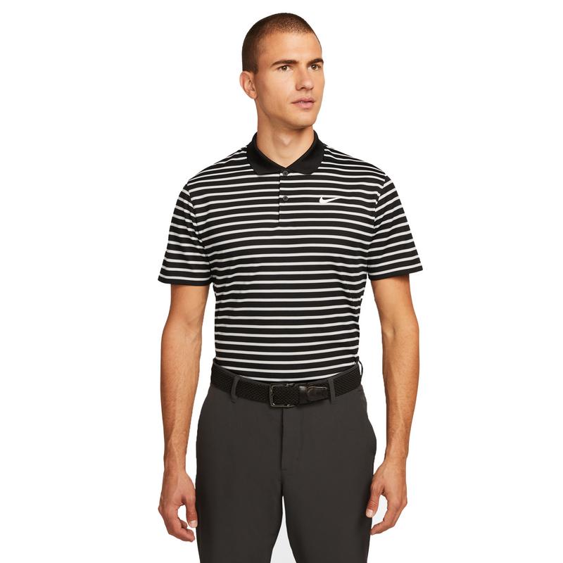 Nike Dri-Fit Victory Stripe Golf Polo Shirt - Black/White - main image