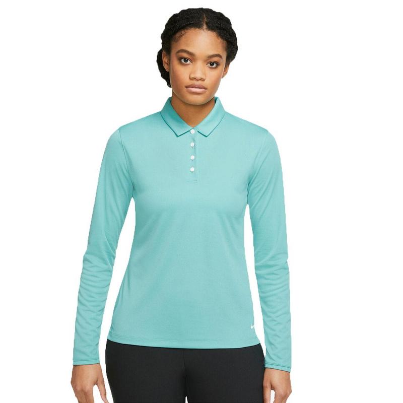 Nike Dri-Fit Victory LS Solid Womens Golf Polo Shirt - Washed Teal/White - main image