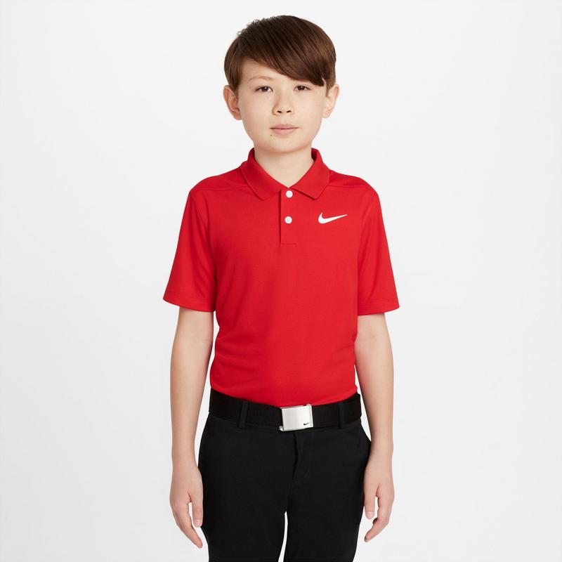 Nike Boys Dri-Fit Victory Solid Golf Polo Shirt - Red/White - main image