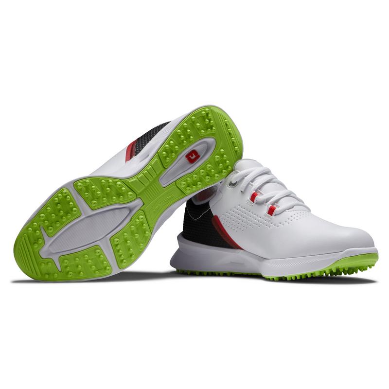 FootJoy Junior Fuel Golf Shoes - White/Black/Lime - main image