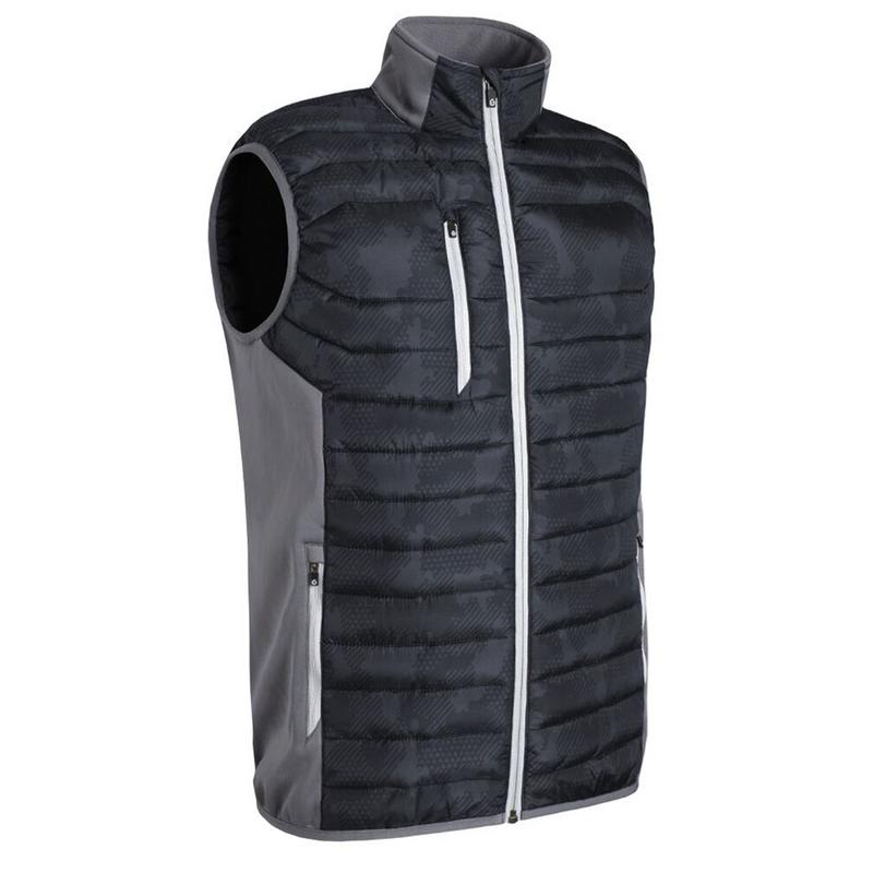 Sunderland Anton Padded Golf Gillet - Black Camo/Gunmetal/Silver - main image