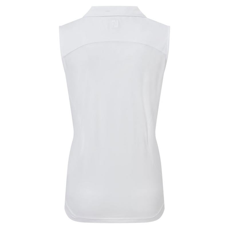 FootJoy Womens Mesh Back Sleeveless Lisle Golf Polo Shirt - White - main image