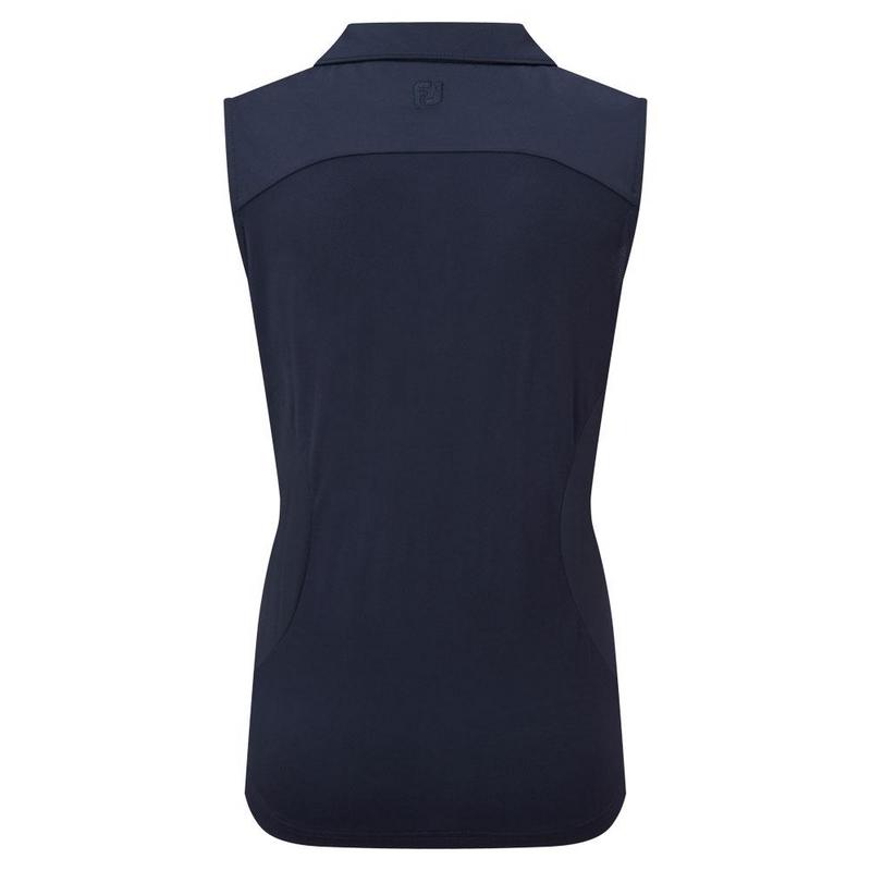 FootJoy Womens Mesh Back Sleeveless Lisle Golf Polo Shirt - Navy - main image