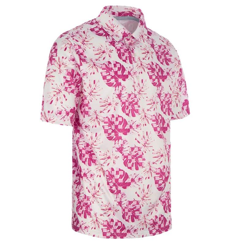 ProQuip Leaf Print Golf Polo Shirt - White/Pink - main image