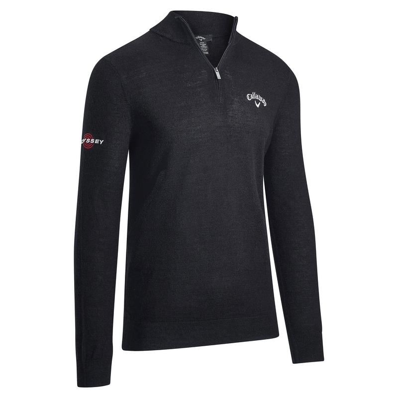 Callaway 1/4 Zip Merino Wool Tour Logo Golf Sweater - Black - main image