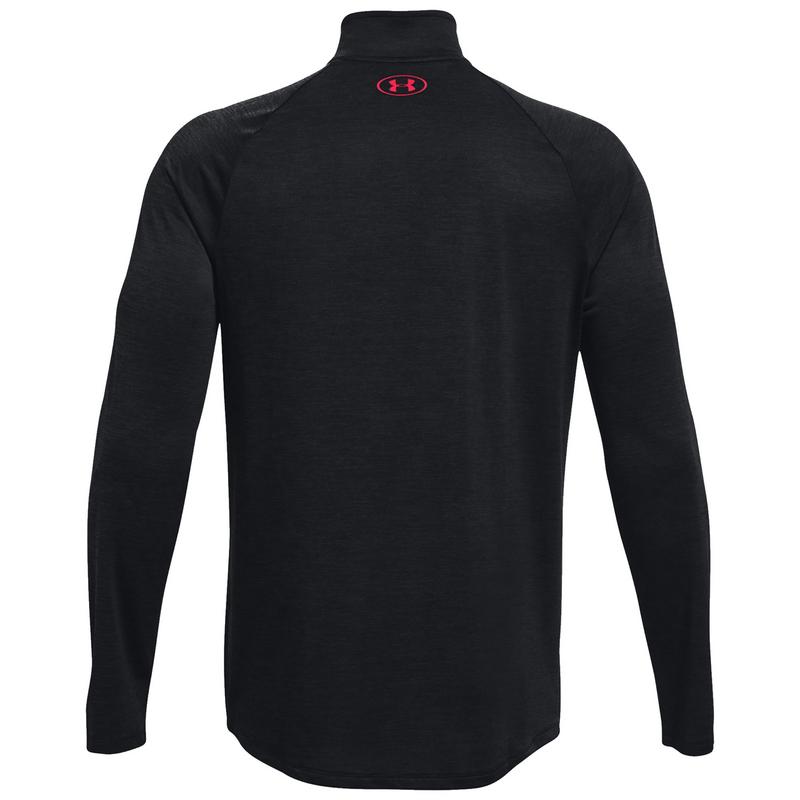 Under Armour Tech 2.0 Half Zip Long Sleeve Golf Top - Black/Radio Red - main image