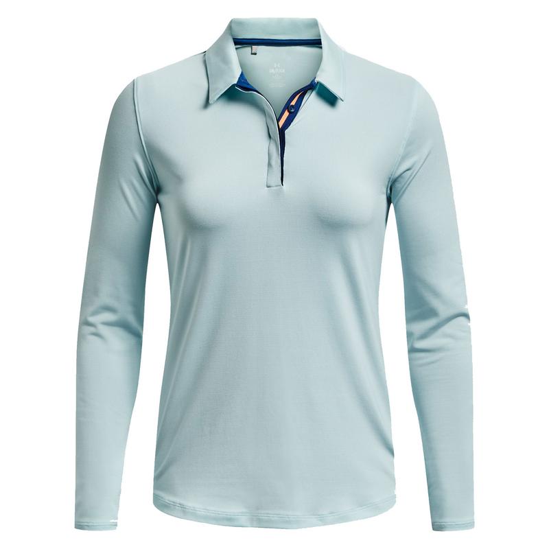 Under Armour Womens UA Zinger MicroStripe Long Sleeve Golf Polo - Fuse Teal - main image