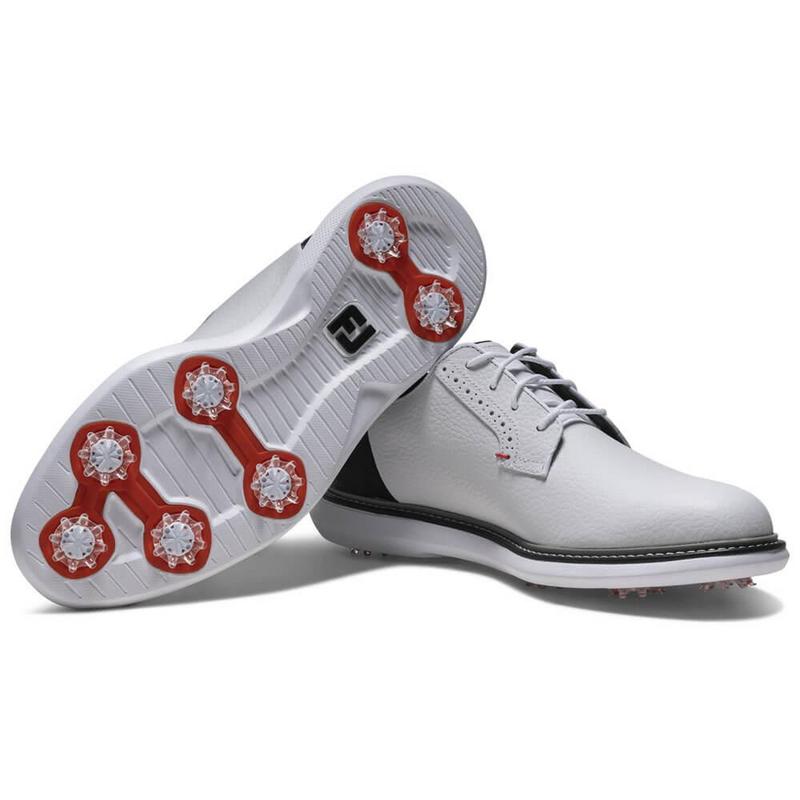 FootJoy Traditions Blucher Golf Shoes - White/Black/Red - main image