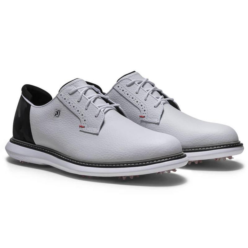 FootJoy Traditions Blucher Golf Shoes - White/Black/Red - main image