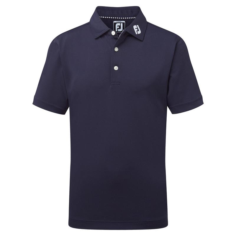FootJoy Junior Stretch Pique Solid Golf Shirt - Navy