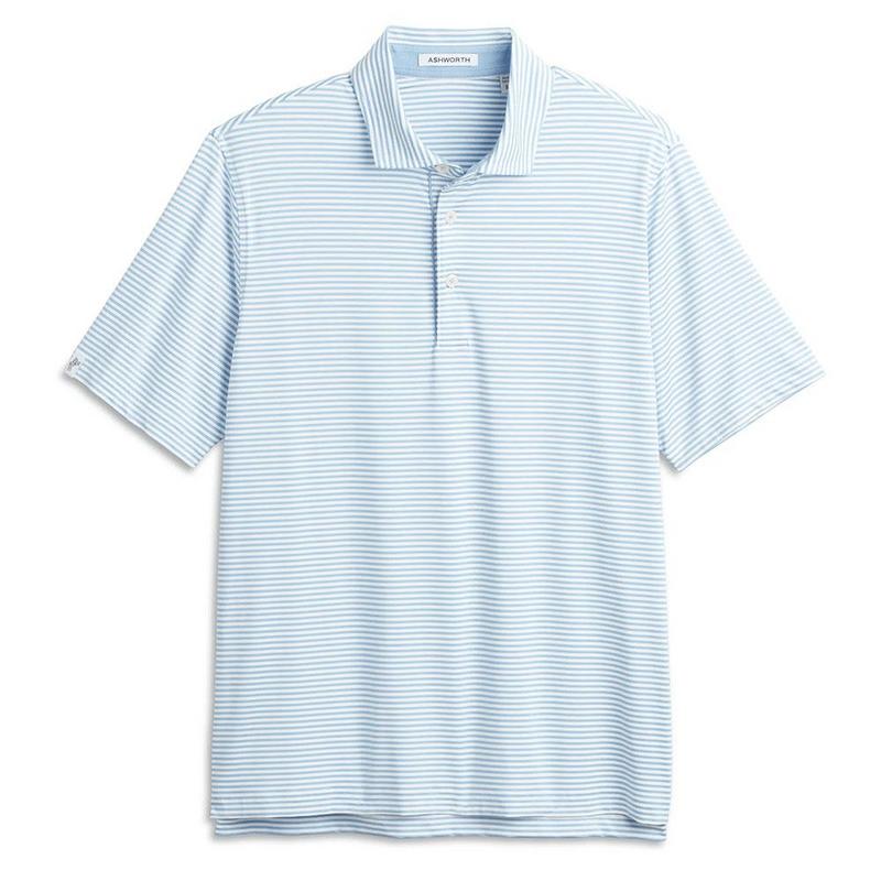 Ashworth Striped Tech Golf Polo - White/Chambray - main image