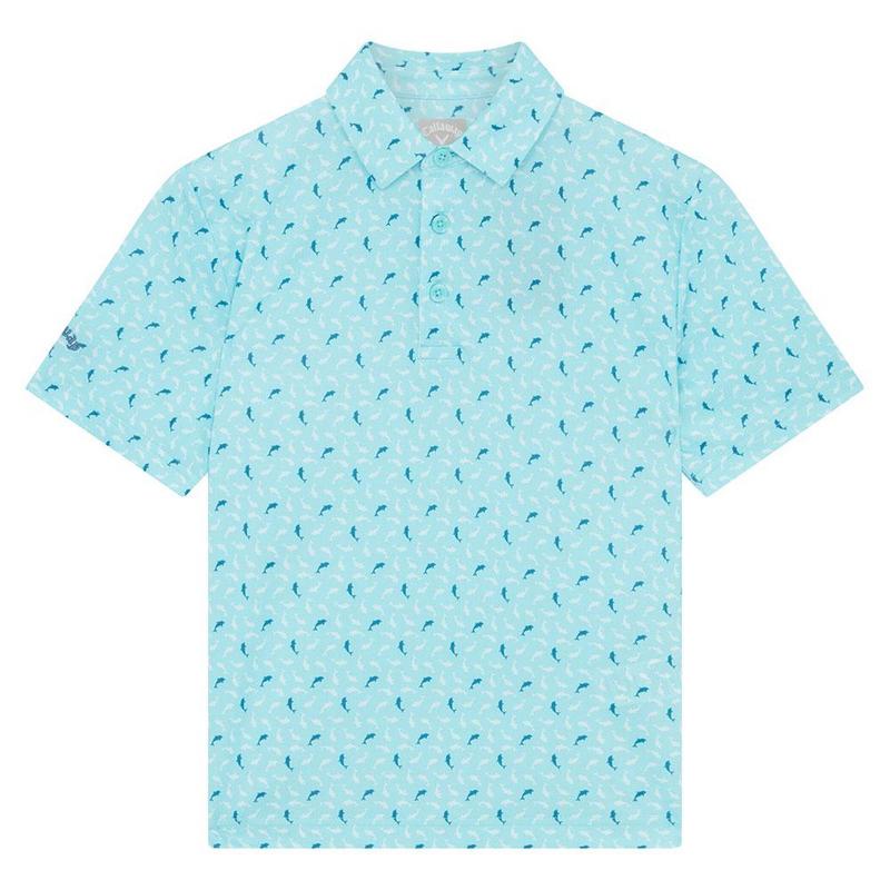 Callaway Junior Dolphin Print Golf Polo Shirt - Blue Radiance - main image