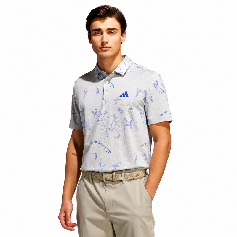 adidas Ultimate Mesh Print Golf Polo Shirt - Frozen Lemon - main image