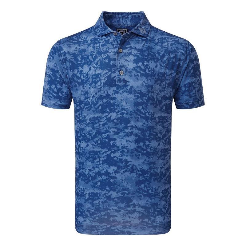 FootJoy Cloud Camo Lisle Golf Polo Shirt - Twilight Blue - main image