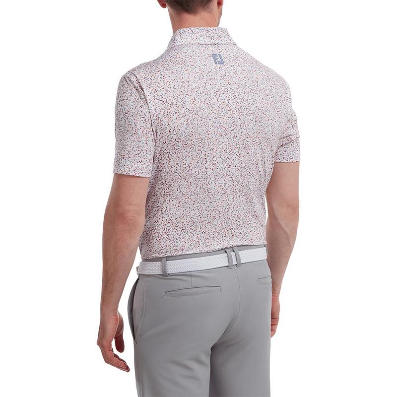 FootJoy Granite Print Lisle Golf Shirt - White/Red - main image