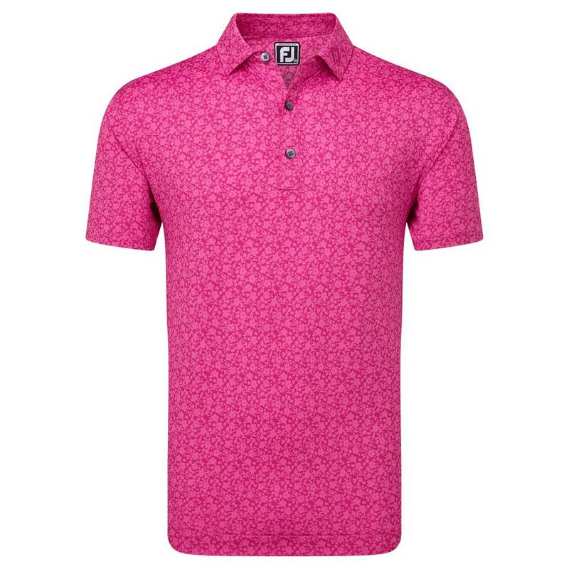 FootJoy Painted Floral Lisle Golf Polo - Berry - main image