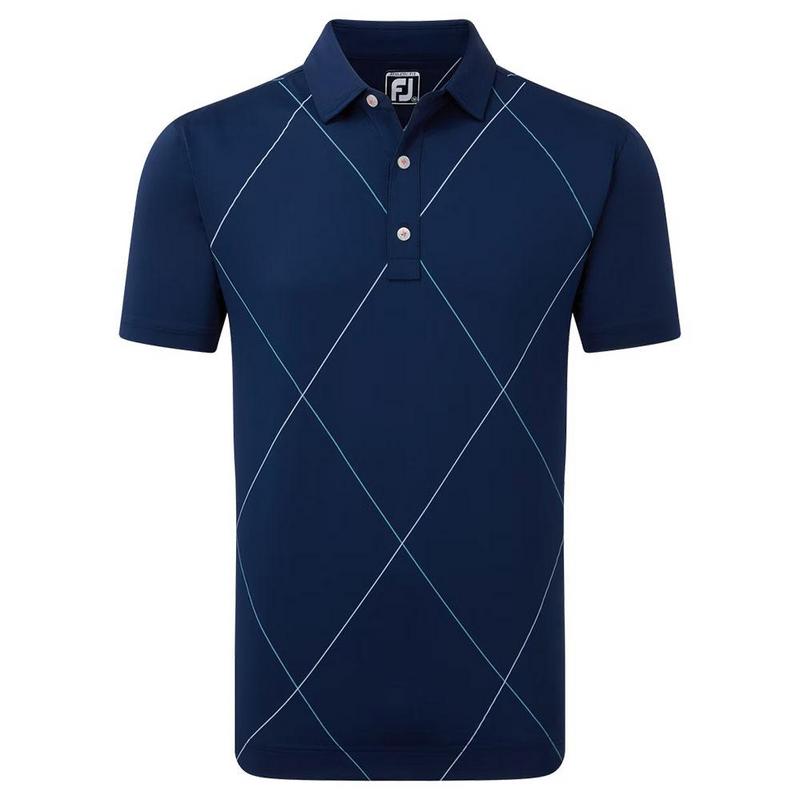 FootJoy Raker Print Lisle Golf Polo - Navy - main image