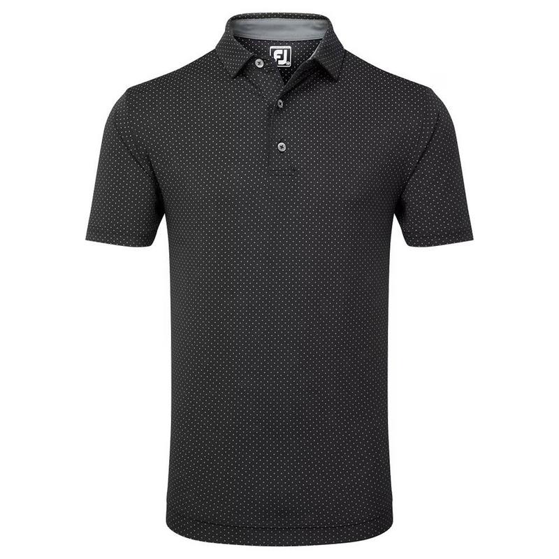 FootJoy Stretch Lisle Dot Print Golf Polo - Black - main image