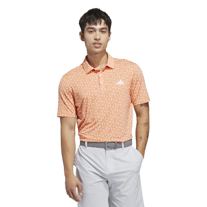 adidas Ultimate365 Mesh Print Climacool Golf Polo Shirt - Dusky Orange - main image