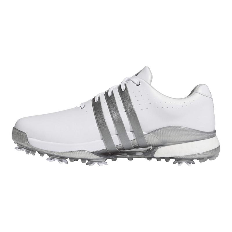 adidas Tour360 Boost Golf Shoes - White/Iron Metallic/Silver - main image