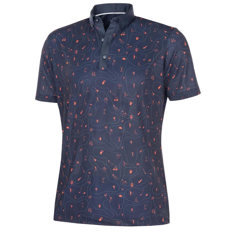 Galvin Green Miro VENTIL8 Plus Golf Polo Shirt - Navy/Orange - main image