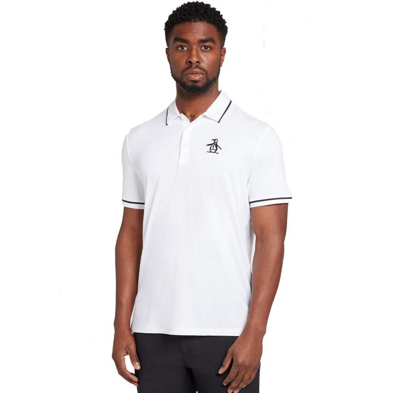 Original Penguin Heritage Piped Golf Polo - Bright White - main image