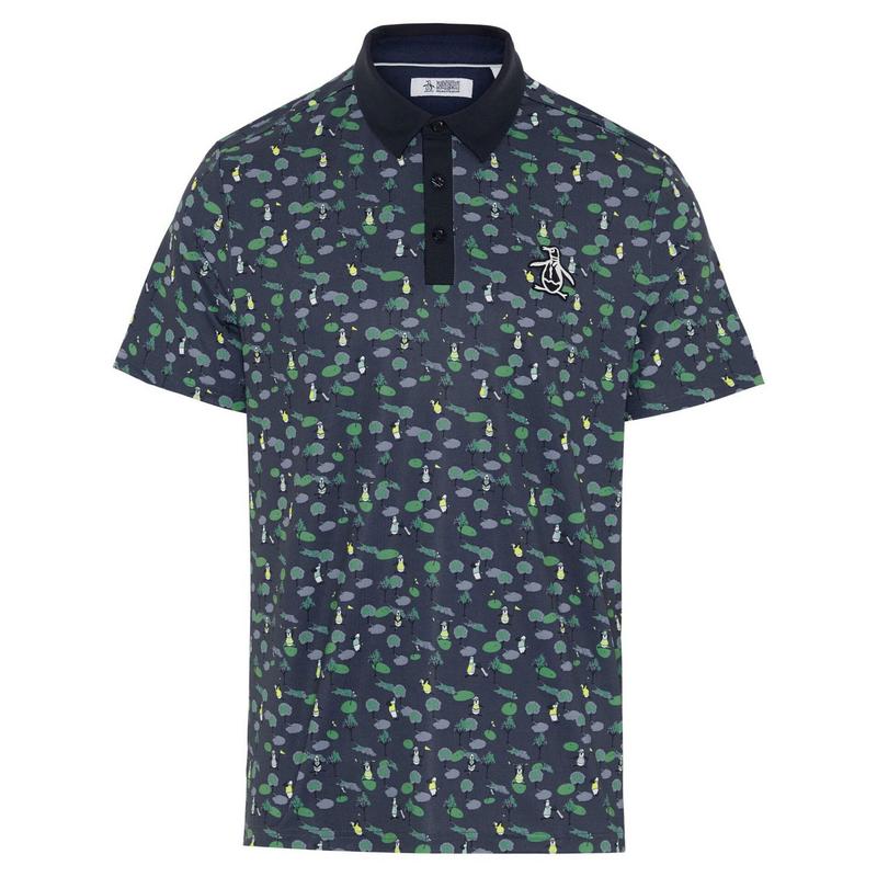 Original Penguin Pete N The Course Print Golf Polo - Black Iris - main image