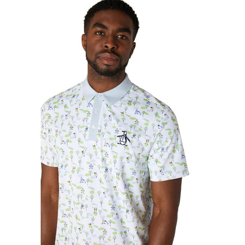 Original Penguin Pete N The Course Print Golf Polo - Bright White - main image