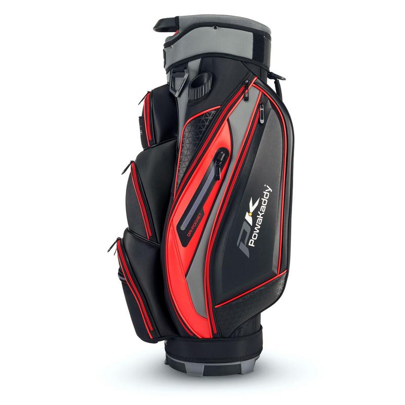 PowaKaddy Prem Tech Golf Cart Bag 2024 - Gun Metal/Red - main image