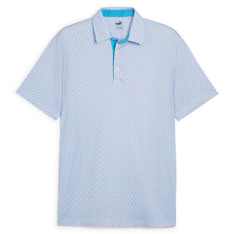 Puma MATTR Palm Deco Polo - Aqua Blue/Garnet Rose - main image