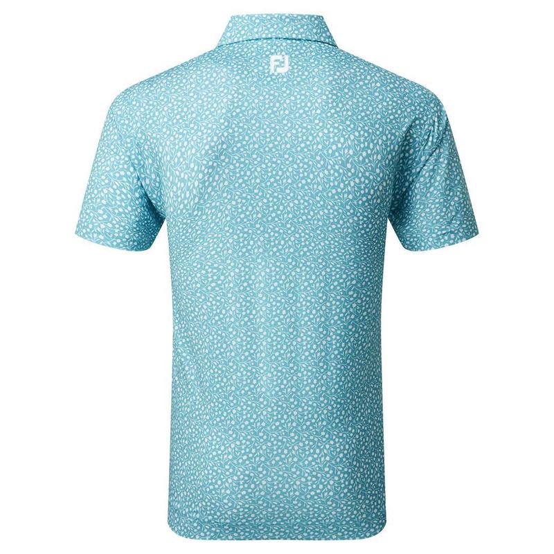 Footjoy Tossed Tulips Lisle Golf Polo Shirt - Maui Blue - main image