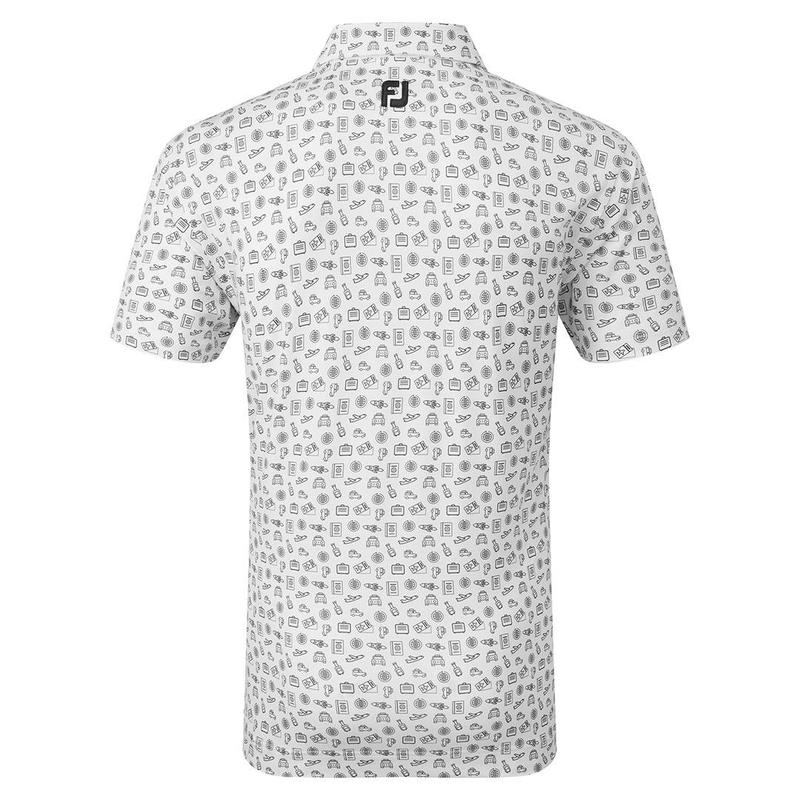 Footjoy Travel Print Lisle Golf Polo Shirt - White/Black - main image