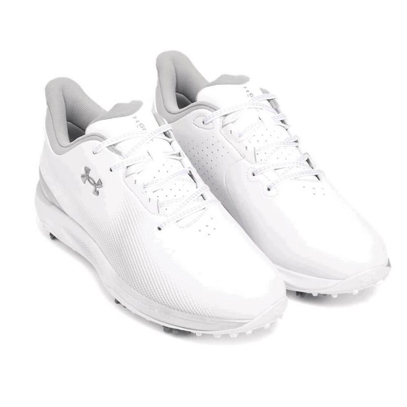 Under Armour UA Drive Fade Wide Golf Shoes - White/White/Metallic Silver - main image