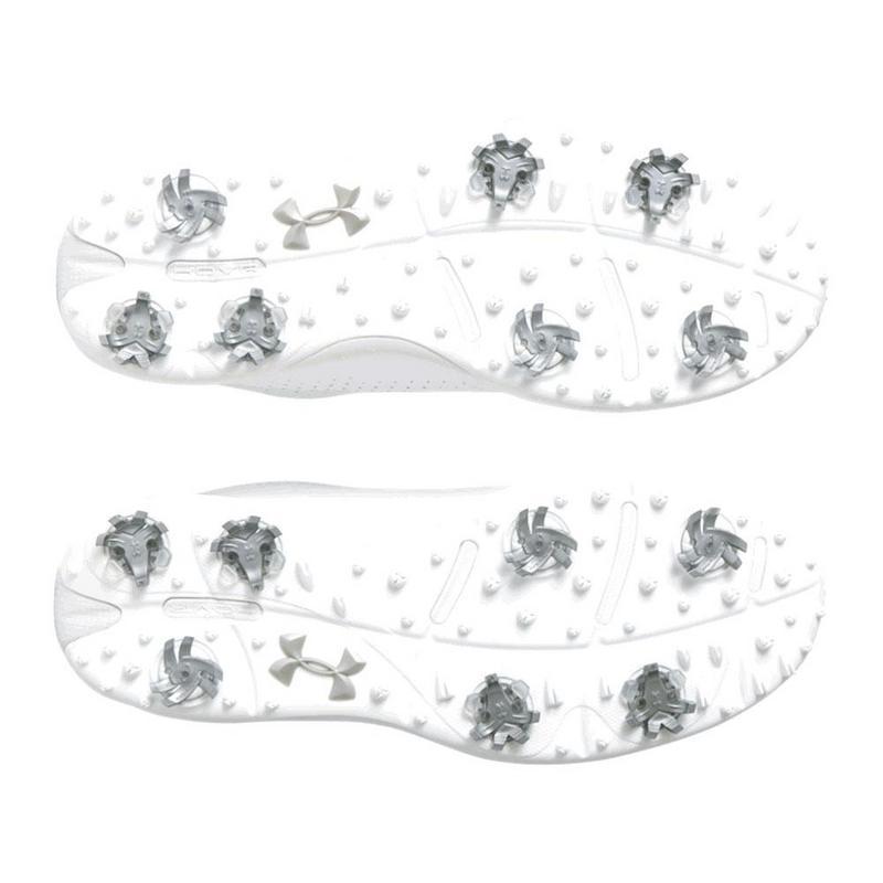 Under Armour UA Drive Fade Wide Golf Shoes - White/White/Metallic Silver - main image