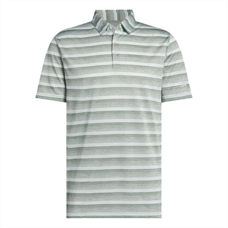adidas 2 Colour Stripe Mens Golf Polo Shirt - Silver/Green - main image