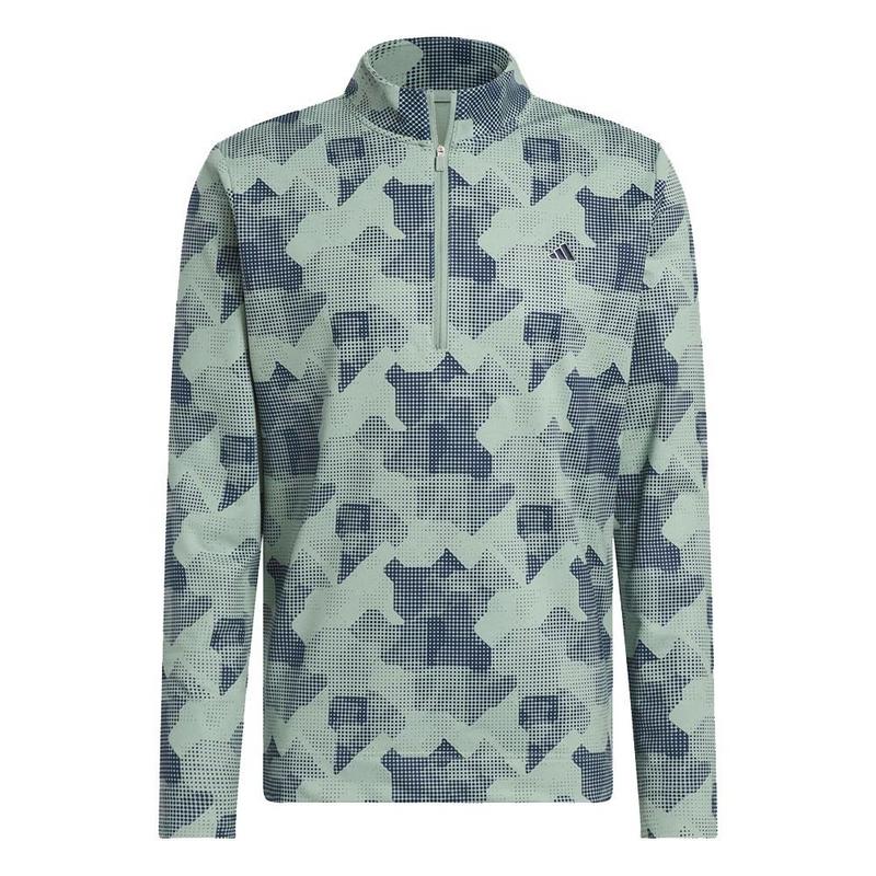 adidas Go-To Print Mens 1/4 Zip Top - Silver/Green - main image