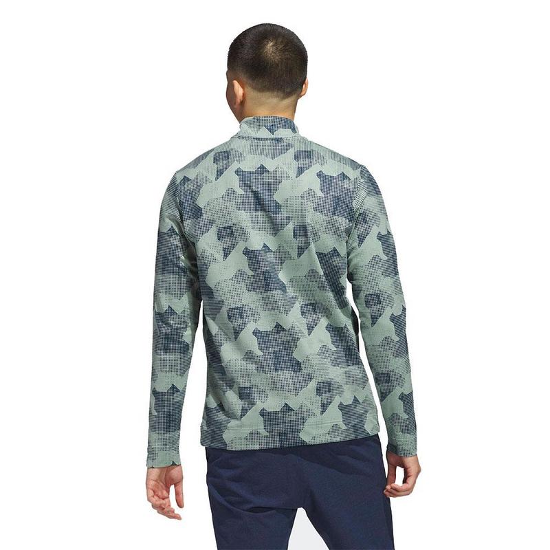 adidas Go-To Print Mens 1/4 Zip Top - Silver/Green - main image