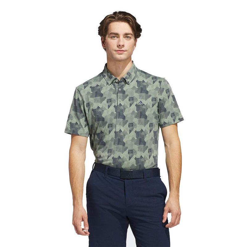 adidas Go-To Print Mens Polo Shirt -  Silver Green/Collegiate Navy - main image