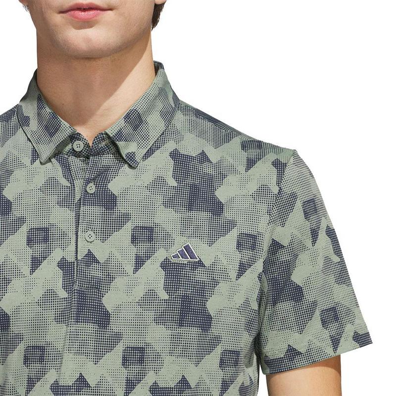adidas Go-To Print Mens Polo Shirt -  Silver Green/Collegiate Navy - main image