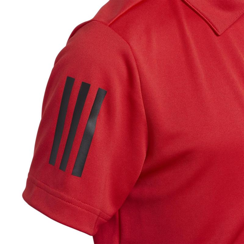 adidas Junior 3 Stripe Golf Polo - Collegiate Red - main image