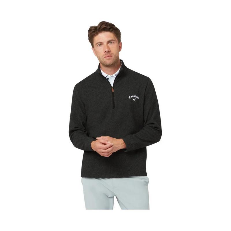 Callaway Double Brushed Jacquard 1/4 Zip Golf Sweater - Caviar - main image